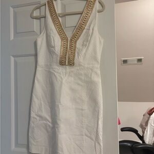 Lilly Pulitzer White Dress with Gold Accents